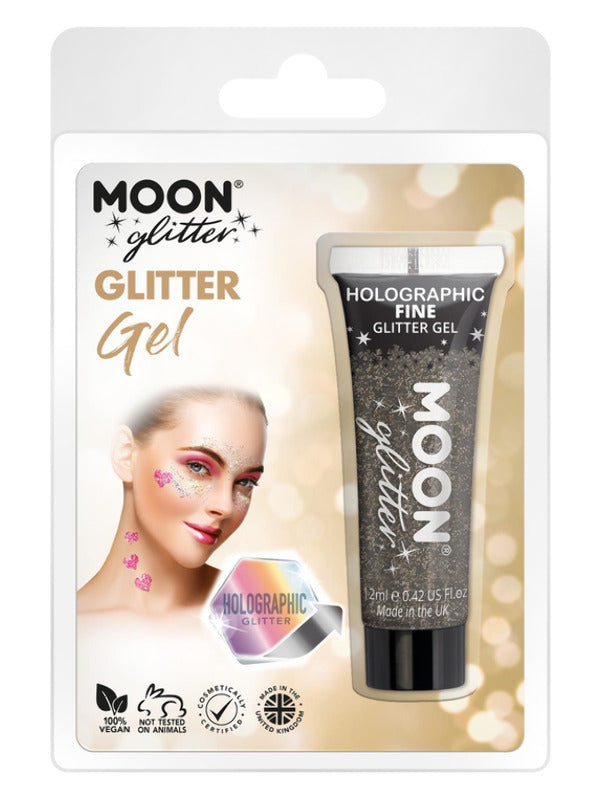 Moon Glitter Holographic Fine Glitter Gel, Black Dress Loud