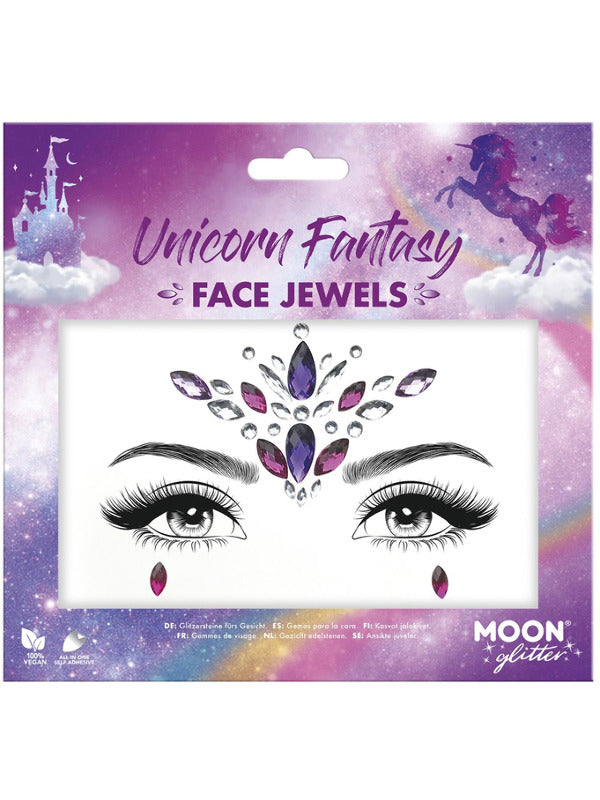 Moon Glitter Face Jewels, Unicorn Fantasy Dress Loud
