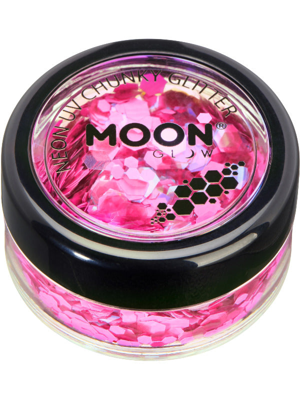 Moon Glow - Neon UV Chunky Glitter, Hot Pink Dress Loud