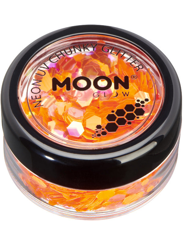 Moon Glow - Neon UV Chunky Glitter, Orange Dress Loud