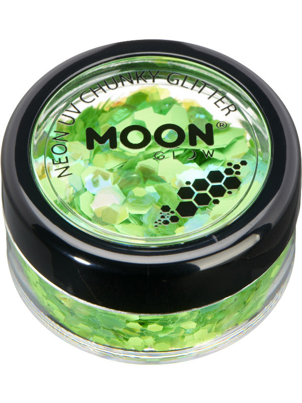 Moon Glow - Neon UV Chunky Glitter, Green Dress Loud