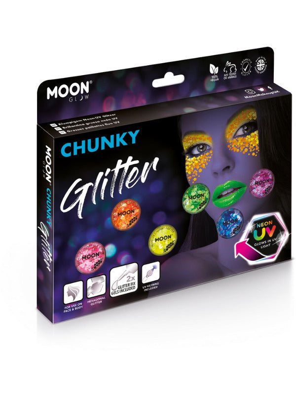 Moon Glow - Neon UV Chunky Glitter, Assorted Dress Loud