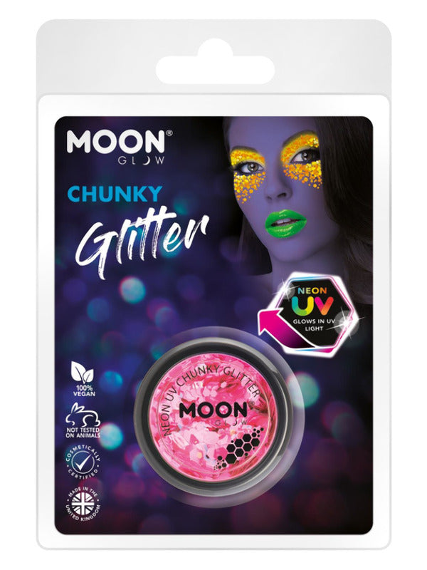 Moon Glow - Neon UV Chunky Glitter, Pink Dress Loud