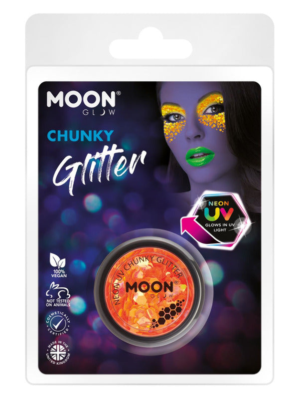 Moon Glow - Neon UV Chunky Glitter, Orange Dress Loud