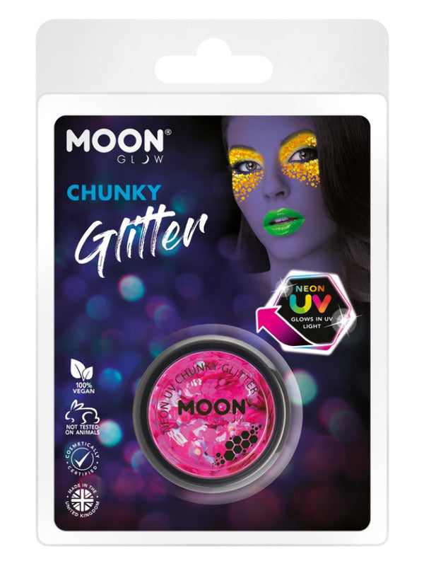 Moon Glow - Neon UV Chunky Glitter, Magenta Dress Loud