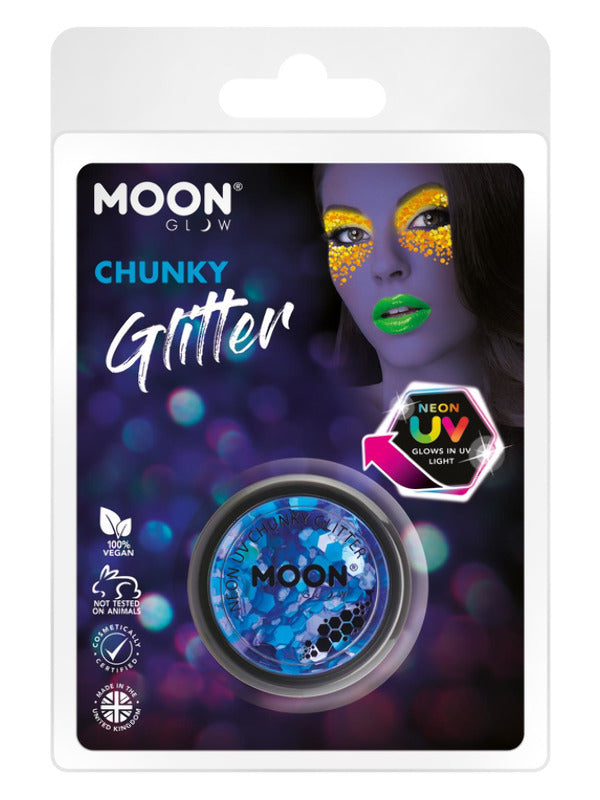 Moon Glow - Neon UV Chunky Glitter, Blue Dress Loud