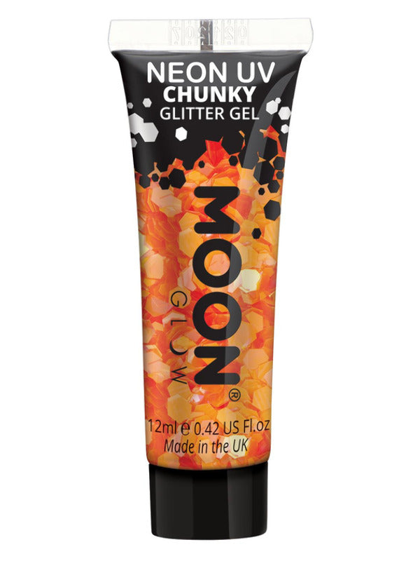 Moon Glow - Neon UV Chunky Glitter Gel, Orange Dress Loud