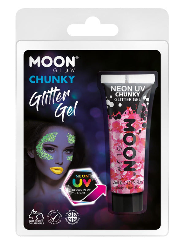 Moon Glow - Neon UV Chunky Glitter Gel, Pink Dress Loud