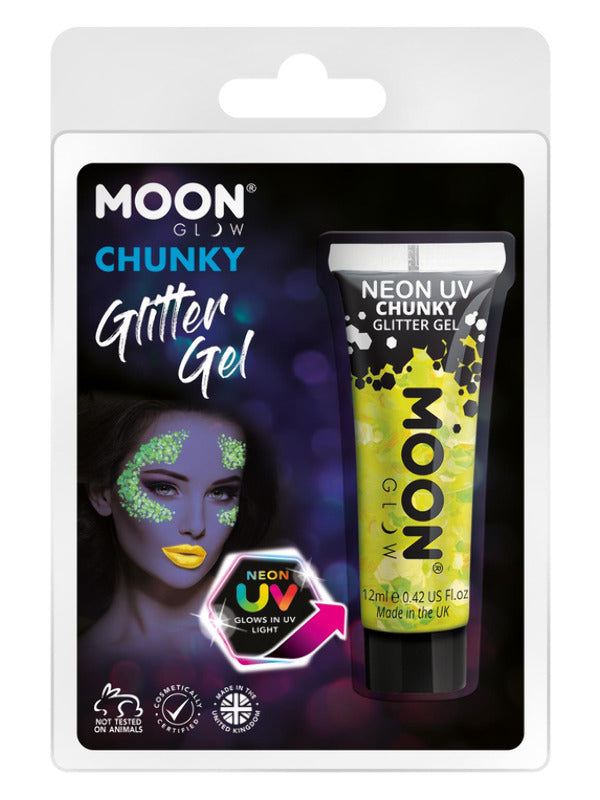 Moon Glow - Neon UV Chunky Glitter Gel, Yellow Dress Loud