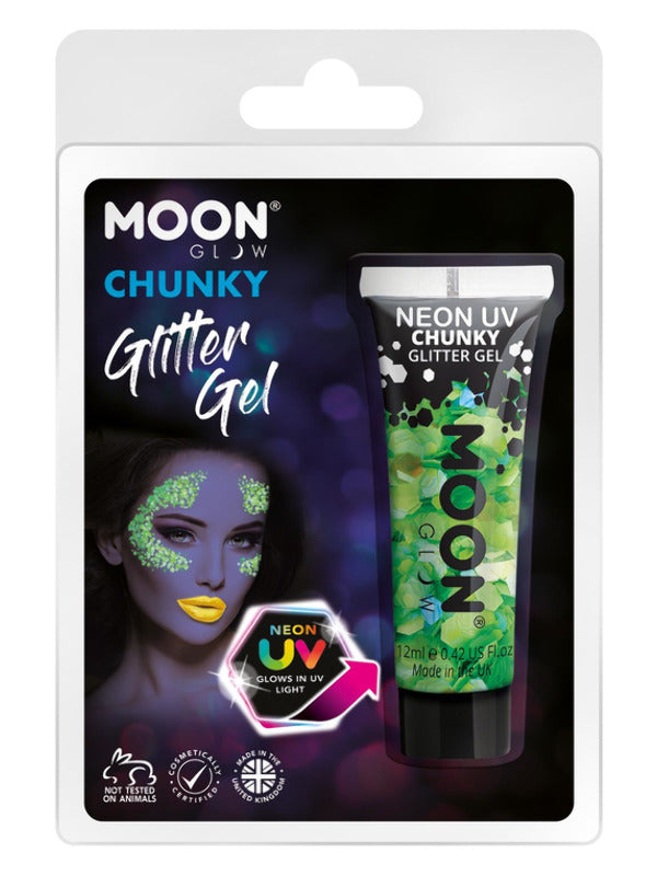 Moon Glow - Neon UV Chunky Glitter Gel, Green Dress Loud