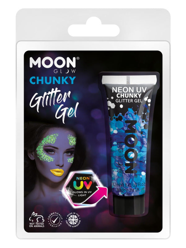 Moon Glow - Neon UV Chunky Glitter Gel, Blue Dress Loud