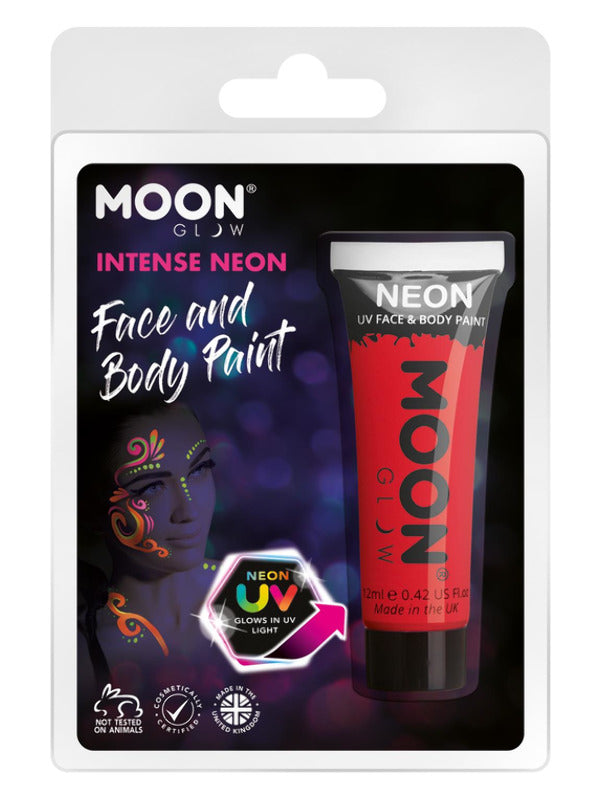 Moon Glow Intense Neon UV Face Paint, Intense Red Dress Loud