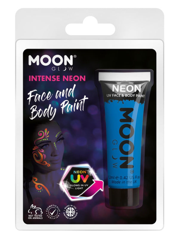 Moon Glow Intense Neon UV Face Paint, Intense Blue Dress Loud