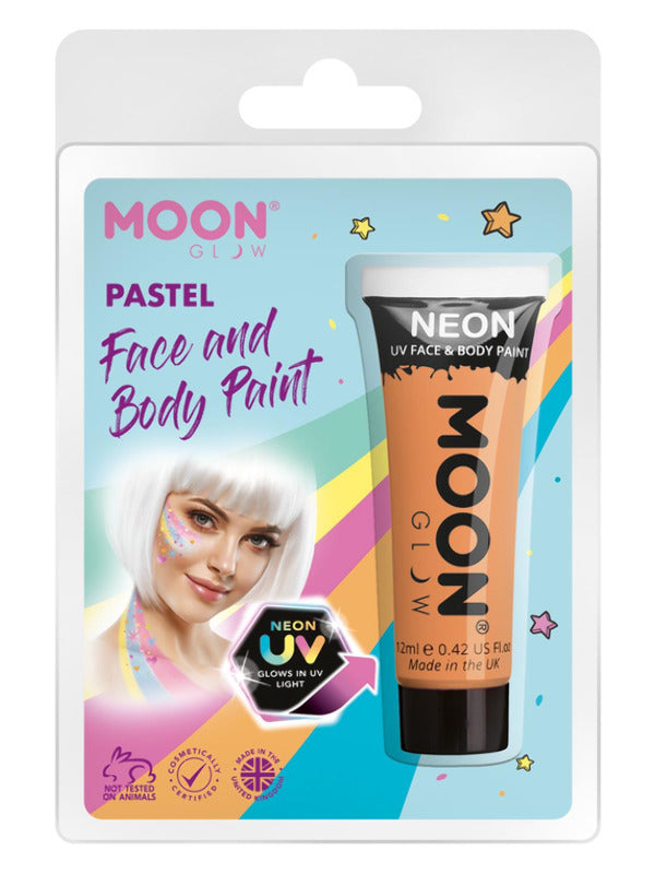 Moon Glow Pastel Neon UV Face Paint, Pastel Orange Dress Loud