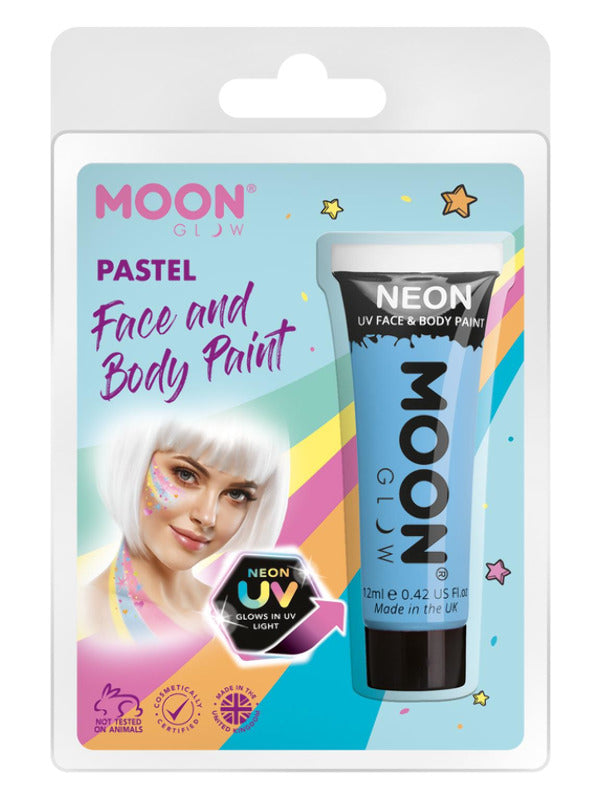 Moon Glow Pastel Neon UV Face Paint, Pastel Blue Dress Loud