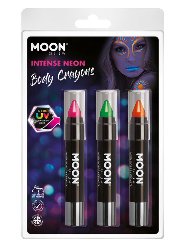 Moon Glow Intense Neon UV Body Crayons, Dress Loud