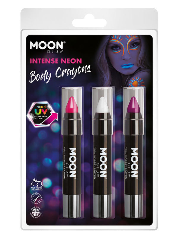 Moon Glow Intense Neon UV Body Crayons, Dress Loud