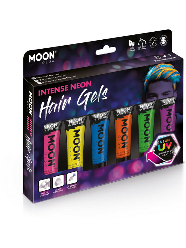 Moon Glow Intense Neon UV Hair Gel, Assorted Dress Loud