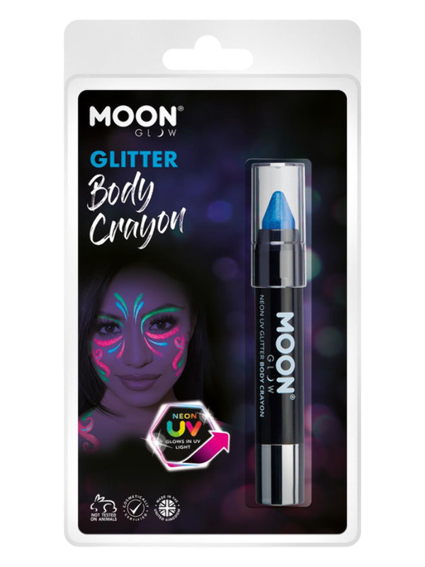 Moon Glow - Neon UV Glitter Body Crayons, Blue Dress Loud
