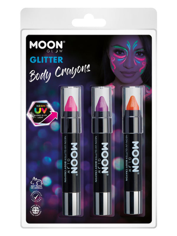 Moon Glow - Neon UV Glitter Body Crayons, Dress Loud