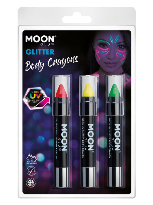 Moon Glow - Neon UV Glitter Body Crayons, Dress Loud