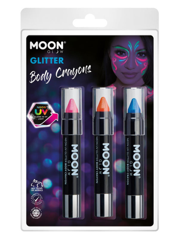 Moon Glow - Neon UV Glitter Body Crayons, Dress Loud