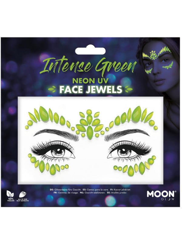 Moon Glow Face Jewels, Intense Green Dress Loud