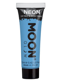 Moon Glow Pastel Neon UV Face Paint, Pastel Blue Dress Loud