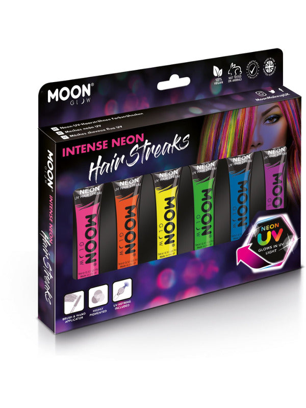 Moon Glow Intense Neon UV Hair Streaks, Assorted Dress Loud