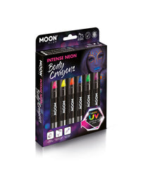 Moon Glow Intense Neon UV Body Crayons, Assorted Dress Loud