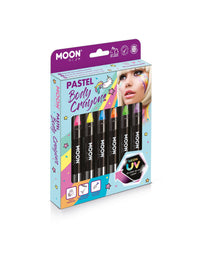 Moon Glow Pastel Neon UV Body Crayons, Assorted Dress Loud
