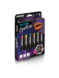 Moon Glow - Neon UV Glitter Lipstick, Assorted Dress Loud