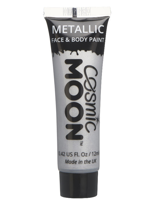 Cosmic Moon Metallic Face & Body Paint, Silver Dress Loud