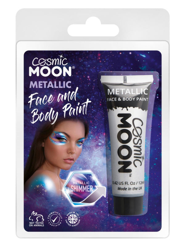 Cosmic Moon Metallic Face & Body Paint, Silver Dress Loud