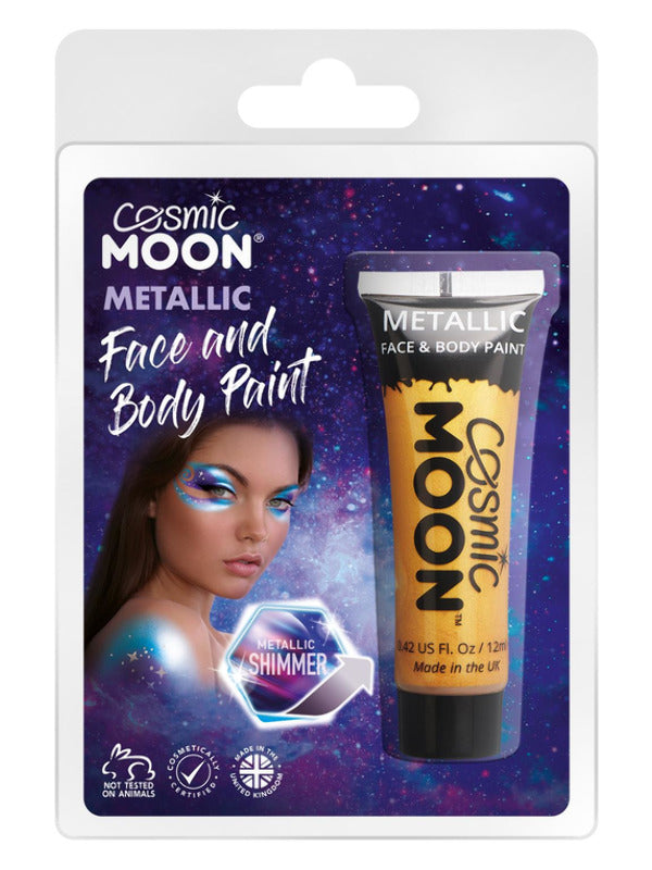 Cosmic Moon Metallic Face & Body Paint, Gold Dress Loud