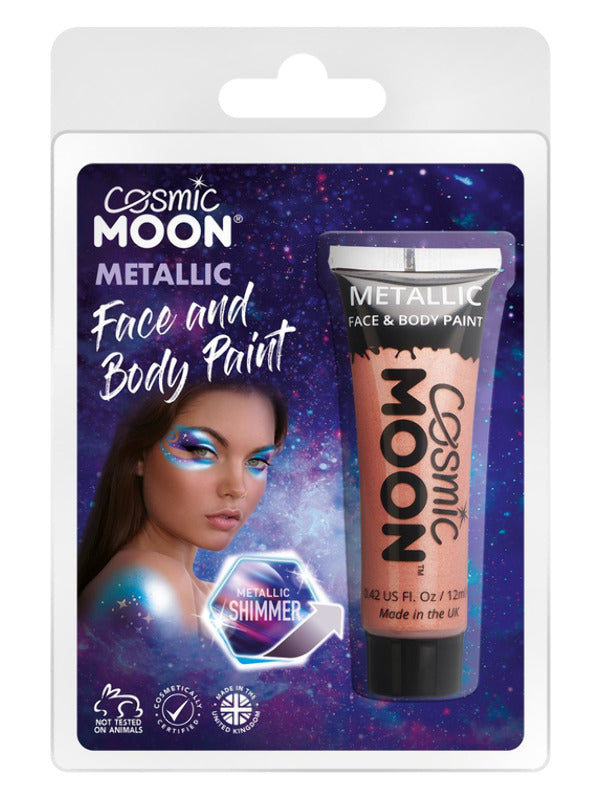 Cosmic Moon Metallic Face & Body Paint, Rose Gold Dress Loud