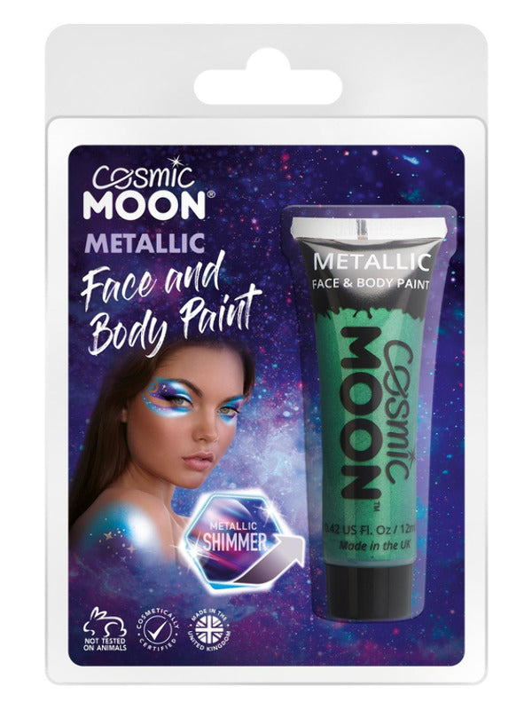 Cosmic Moon Metallic Face & Body Paint, Green Dress Loud