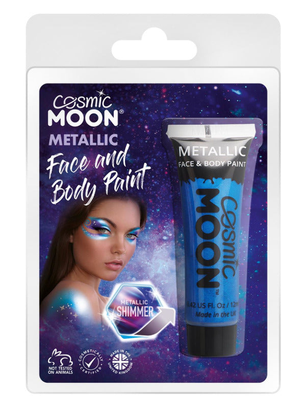 Cosmic Moon Metallic Face & Body Paint, Blue Dress Loud
