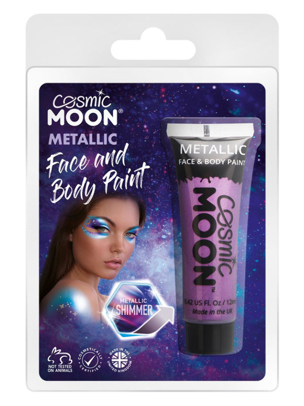 Cosmic Moon Metallic Face & Body Paint, Purple Dress Loud