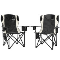 Outsunny Set of 2 Padded Folding Picnic Chairs with Cooler Bag Dress Loud