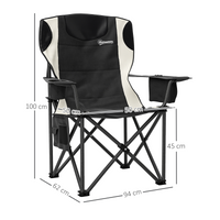 Outsunny Set of 2 Padded Folding Picnic Chairs with Cooler Bag Dress Loud