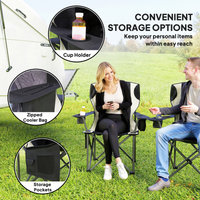 Outsunny Set of 2 Padded Folding Picnic Chairs with Cooler Bag Dress Loud