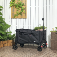 Outsunny Folding Trolley on Wheels, Garden Cart with Openable Sides Dress Loud