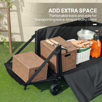 Outsunny Folding Trolley on Wheels, Garden Cart with Openable Sides Dress Loud