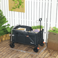 Outsunny Folding Trolley on Wheels, Garden Cart with Openable Sides Dress Loud
