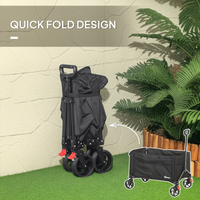 Outsunny Folding Trolley on Wheels, Garden Cart with Openable Sides Dress Loud