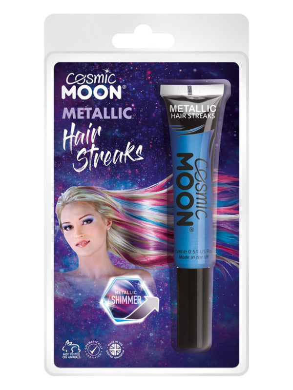 Cosmic Moon Metallic Hair Streaks, Blue Dress Loud