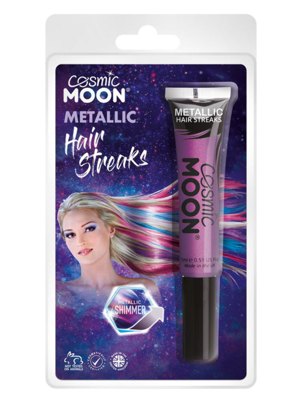 Cosmic Moon Metallic Hair Streaks, Purple Dress Loud