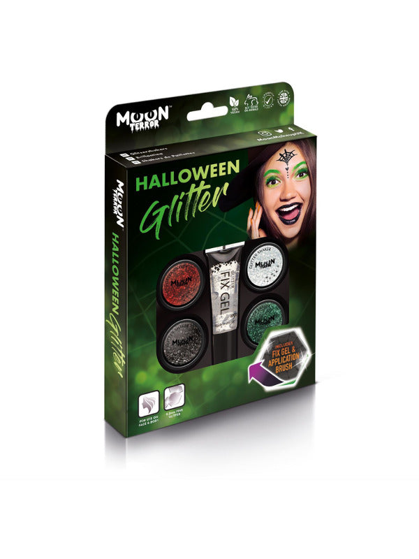 Moon Terror Halloween Glitter Shakers, Assorted Dress Loud