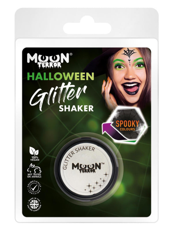 Moon Terror Halloween Glitter Shakers, White Dress Loud